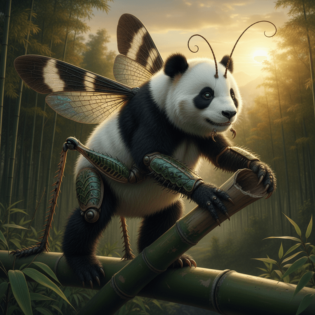 Locust + Panda, an AI hybrid generated by Aimagica.ai