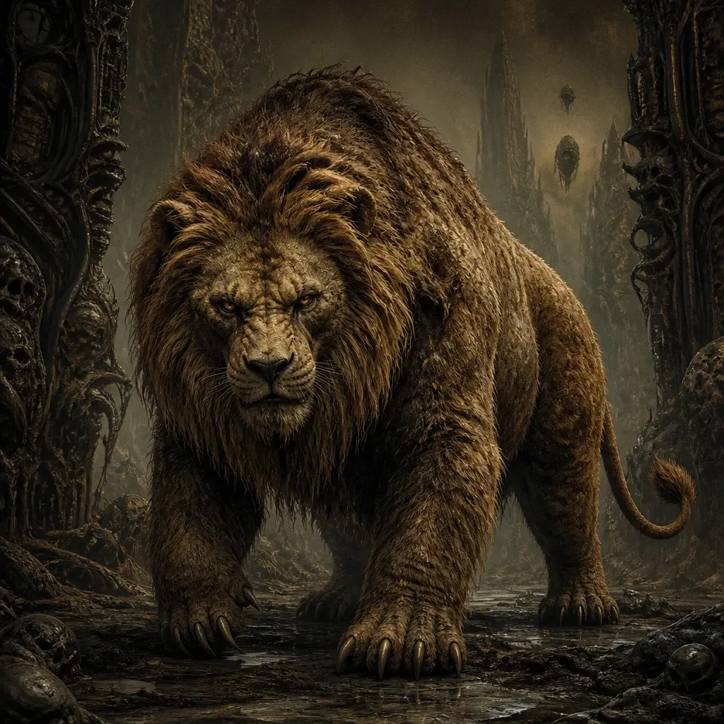 Bear Lion Hybrid creature #2 — Dark Fantasy