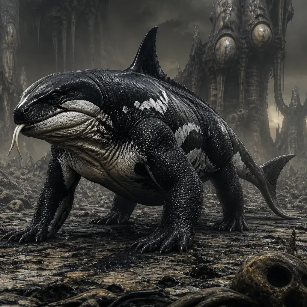 Komodo Dragon Orca Hybrid creature #2 — Dark Fantasy